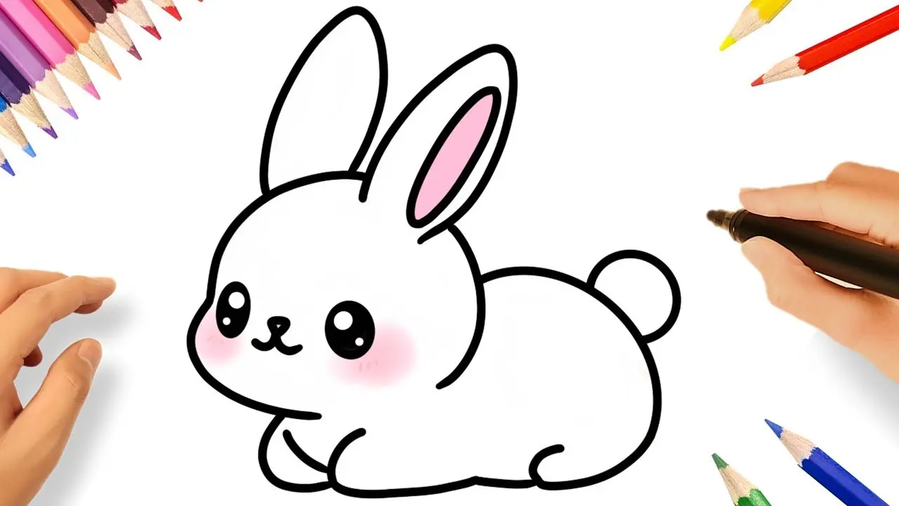 Dibujando un Conejo Kawaii: Guía Paso a Paso para principiantes - How to draw a realistic cute rabbit anime cute bunny drawing - How to draw a realistic cute rabbit