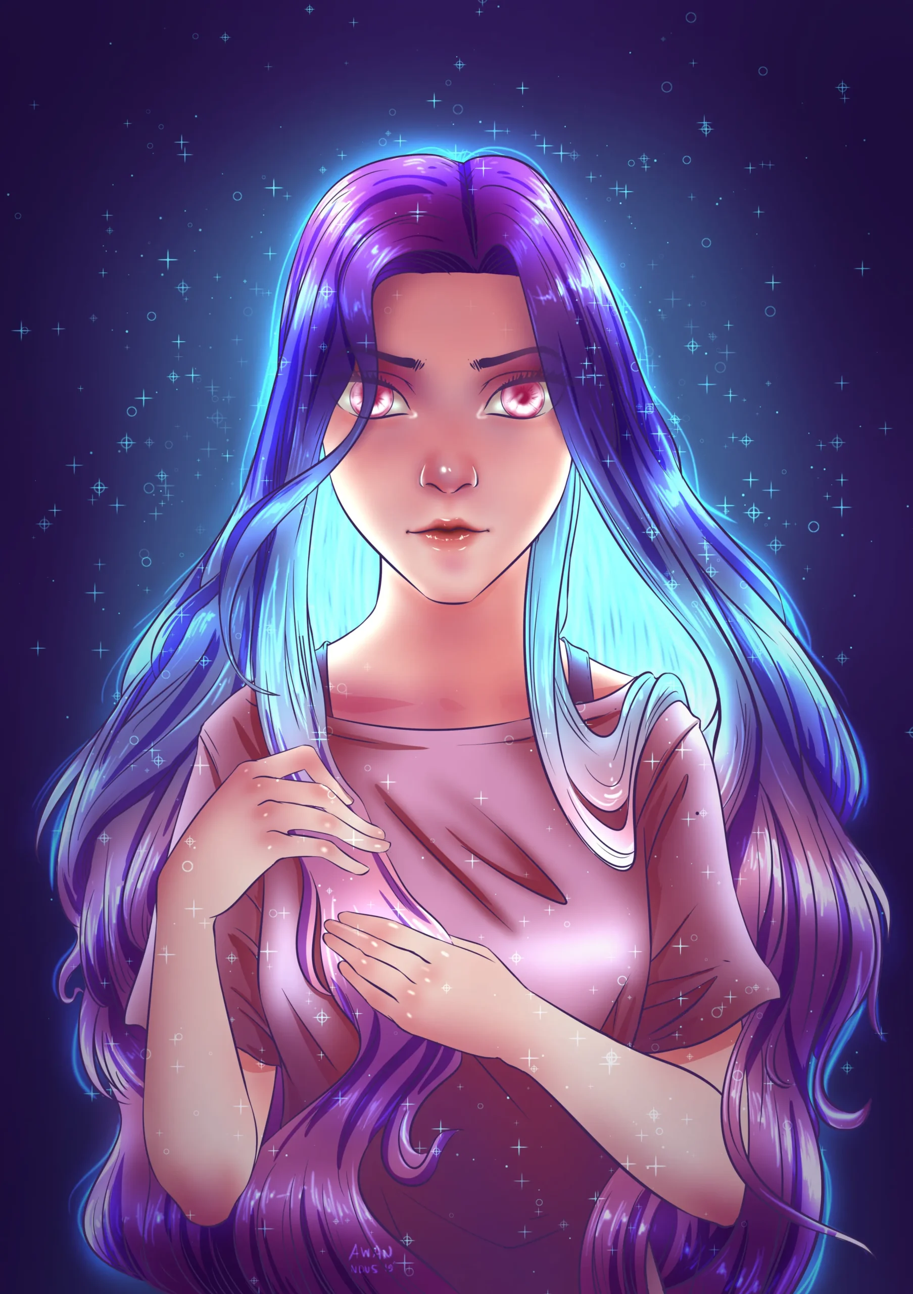glowing hair anime - Why do anime characters have bright hair